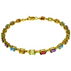 Genuine 5.46 ctw Garnet, Peridot & Citrine Bracelet Jewelry 14KT Yellow Gold - REF-96R7P