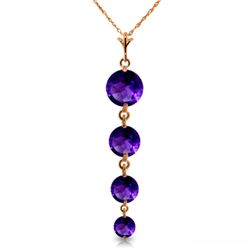 Genuine 3.9 ctw Amethyst Necklace Jewelry 14KT Rose Gold - REF-23M2T