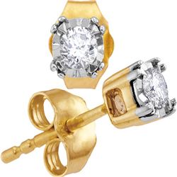 0.17 CTW Diamond Solitaire Stud Earrings 10KT Yellow Gold - REF-19K4W