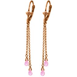 Genuine 2.5 ctw Pink Topaz Earrings Jewelry 14KT Rose Gold - REF-29T7A