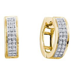 0.15 CTW Diamond Double Row Huggie Hoop Earrings 10KT Yellow Gold - REF-20F9N