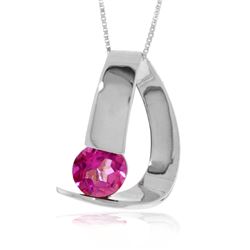 Genuine 1 ctw Pink Topaz Necklace Jewelry 14KT White Gold - REF-50T7A