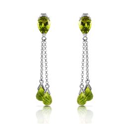 Genuine 7.5 ctw Peridot Earrings Jewelry 14KT White Gold - REF-39M3T