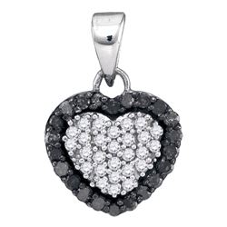 0.33 CTW Black Color Diamond Heart Love Pendant 10KT White Gold - REF-14F9N