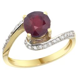 Natural 1.29 ctw ruby & Diamond Engagement Ring 10K Yellow Gold - REF-43N3G