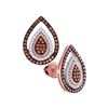 Image 1 : 0.33 CTW Red Color Diamond Framed Teardrop Cluster Earrings 10KT Rose Gold - REF-37Y5X