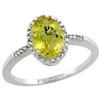 Image 1 : Natural 1.2 ctw Lemon-quartz & Diamond Engagement Ring 14K White Gold - REF-22K8R