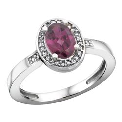 Natural 1.08 ctw Rhodolite & Diamond Engagement Ring 14K White Gold - REF-31M7H