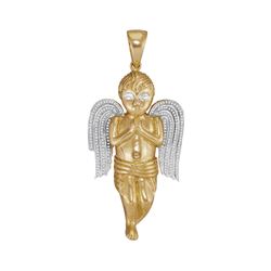 0.60 CTWMens Diamond Angel Cherub Charm Pendant 10KT Yellow Gold - REF-179K9W