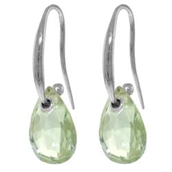 Genuine 8 ctw Green Amethyst Earrings Jewelry 14KT White Gold - REF-36T8A