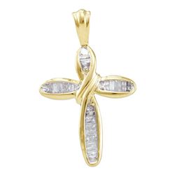 0.27 CTW Diamond Cross Pendant 10KT Yellow Gold - REF-14M9H