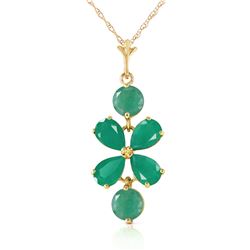 Genuine 3.15 ctw Emerald Necklace Jewelry 14KT Yellow Gold - REF-41M2T