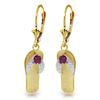 Image 1 : Genuine 0.30 CTW Ruby Earrings Jewelry 14KT Yellow Gold - REF-58N5R
