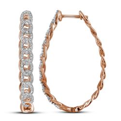 0.50 CTWDiamond Hoop Earrings 10KT Rose Gold - REF-52F4N