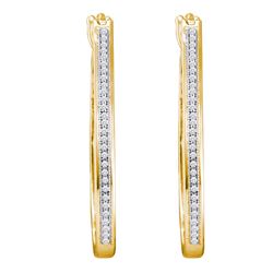 0.15 CTW Diamond Single Row Slender Hoop Earrings 10KT Yellow Gold - REF-32F9N