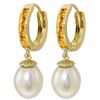 Genuine 9.3 ctw Citrine & Pearl Earrings Jewelry 14KT Yellow Gold - REF-44V4W