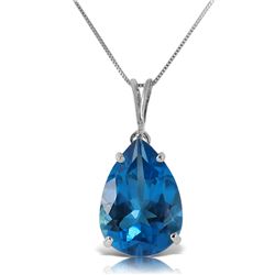 Genuine 6.5 ctw Blue Topaz Necklace Jewelry 14KT White Gold - REF-31N6R