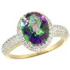 Natural 2.56 ctw Mystic-topaz & Diamond Engagement Ring 10K Yellow Gold - REF-32F7N