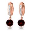 Genuine 2.53 ctw Garnet & Diamond Earrings Jewelry 14KT Rose Gold - REF-54V6W
