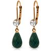 Genuine 6.63 ctw Green Sapphire Corundum & Diamond Earrings Jewelry 14KT Rose Gold - REF-29X7M