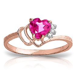 Genuine 0.97 ctw Pink Topaz & Diamond Ring Jewelry 14KT Rose Gold - REF-30W3Y