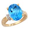 Natural 5.53 ctw Swiss-blue-topaz & Diamond Engagement Ring 14K Yellow Gold - REF-60G3M