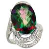 Natural 11.2 ctw mystic-topaz & Diamond Engagement Ring 14K White Gold - REF-95G8M