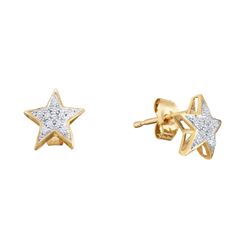 0.05 CTW Diamond Star Cluster Screwback Earrings 10KT Yellow Gold - REF-8K9W