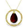 Genuine 6.6 ctw Garnet & Diamond Necklace Jewelry 14KT Yellow Gold - REF-52X9M