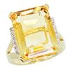 Natural 12.13 ctw Citrine & Diamond Engagement Ring 10K Yellow Gold - REF-55V8F