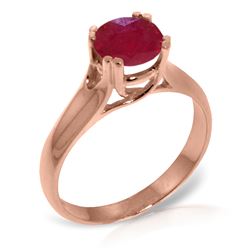 Genuine 1.35 ctw Ruby Ring Jewelry 14KT Rose Gold - REF-61K2V