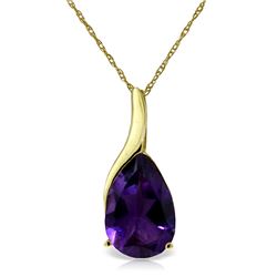 Genuine 5 ctw Amethyst Necklace Jewelry 14KT Yellow Gold - REF-31F9Z