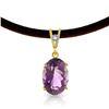 Genuine 7.56 ctw Amethyst & Diamond Necklace Jewelry 14KT Yellow Gold - REF-35K5V