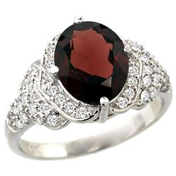 Natural 2.92 ctw garnet & Diamond Engagement Ring 14K White Gold - REF-105X5A