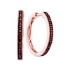 Image 1 : 0.15 CTW Red Color Diamond Single Row Hoop Earrings 10KT Rose Gold - REF-25K4W