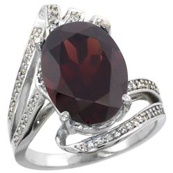 Natural 6.78 ctw garnet & Diamond Engagement Ring 14K White Gold - REF-101K5R