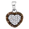 0.33 CTW Cognac-brown Color Diamond Heart Pendant 10KT White Gold - REF-14K9W
