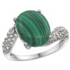 Natural 4.95 ctw malachite & Diamond Engagement Ring 14K White Gold - REF-47K6R