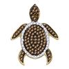0.35 CTW Cognac-brown Color Diamond Sea Turtle Tortoise Pendant 10KT White Gold - REF-19K4W