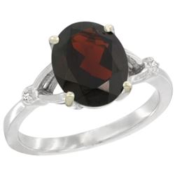 Natural 2.41 ctw Garnet & Diamond Engagement Ring 10K White Gold - REF-27R9Z