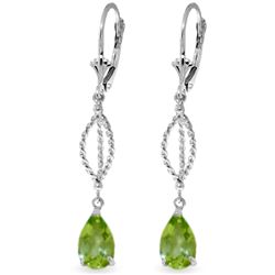 Genuine 3 ctw Peridot Earrings Jewelry 14KT White Gold - REF-45R5P