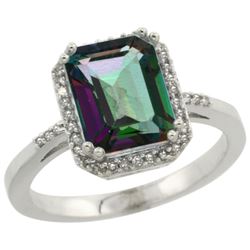 Natural 2.63 ctw Mystic-topaz & Diamond Engagement Ring 10K White Gold - REF-32R7Z