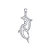 0.08 CTW Diamond Dolphin Nautical Animal Pendant 10KT White Gold - REF-12F2N
