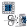 0.18 CTW Blue Color Diamond Square Cluster Stud Earrings 10KT White Gold - REF-24N2F