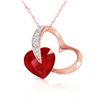 Image 1 : Genuine 4.4 ctw Ruby & Diamond Necklace Jewelry 14KT Rose Gold - REF-71N9R