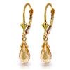 Genuine 2.5 ctw Citrine Earrings Jewelry 14KT Yellow Gold - REF-20T8A