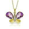 Genuine 6.6 ctw Amethyst & Diamond Necklace Jewelry 14KT Yellow Gold - REF-126N3R