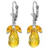 Genuine 14.4 ctw Citrine Earrings Jewelry 14KT White Gold - REF-46W7Y