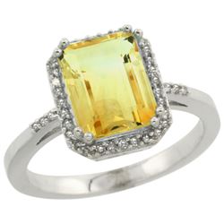 Natural 2.63 ctw Citrine & Diamond Engagement Ring 14K White Gold - REF-42A8V