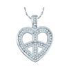 0.15 CTW Diamond Heart Peace Sign Pendant 10KT White Gold - REF-20X9Y